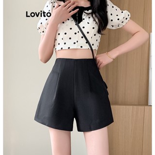 Lovito Casual Shorts Básicos para Mulheres LNE20095 (Preto)
