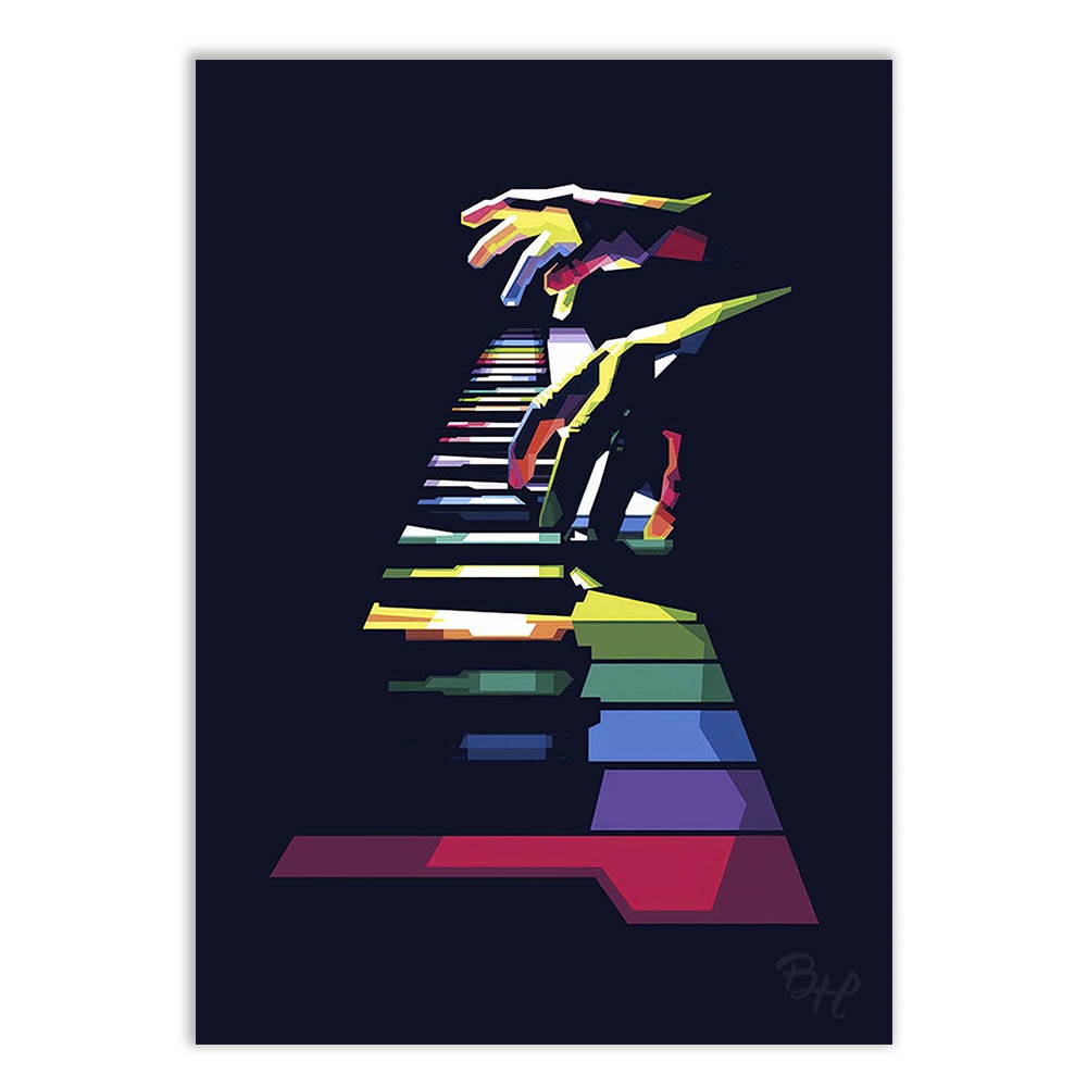 Placa Decorativa Piano Colorido Instrumento Musical Teclado Banda Decoração