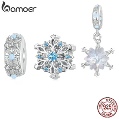 Bamoer 925 Sterling Sliver Charms Pendants Snowflake Collection Acessórios Para Pulseiras De Bricolagem
