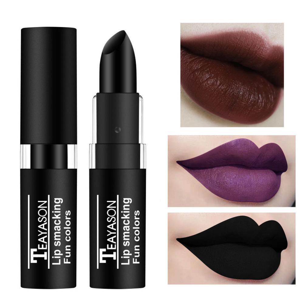 12 Cores Baton Nude Matte Lipstick Preto Vermelho Halloween Retro Maquiagem Criativa