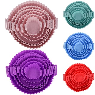 Kit 6 Formas Air Fryer Redonda Silicone Assadeira Microondas