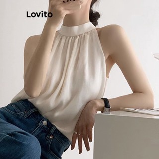 Lovito Regata Casual De Chiffon Com Babados Lisos Para Mulheres LNA33004 (Off White)