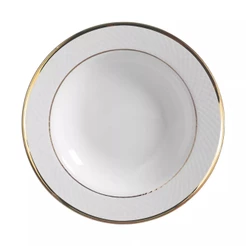 Conjunto com 6 Pratos Fundo Relevo Ouro Ø25cm Cerâmica Alleanza