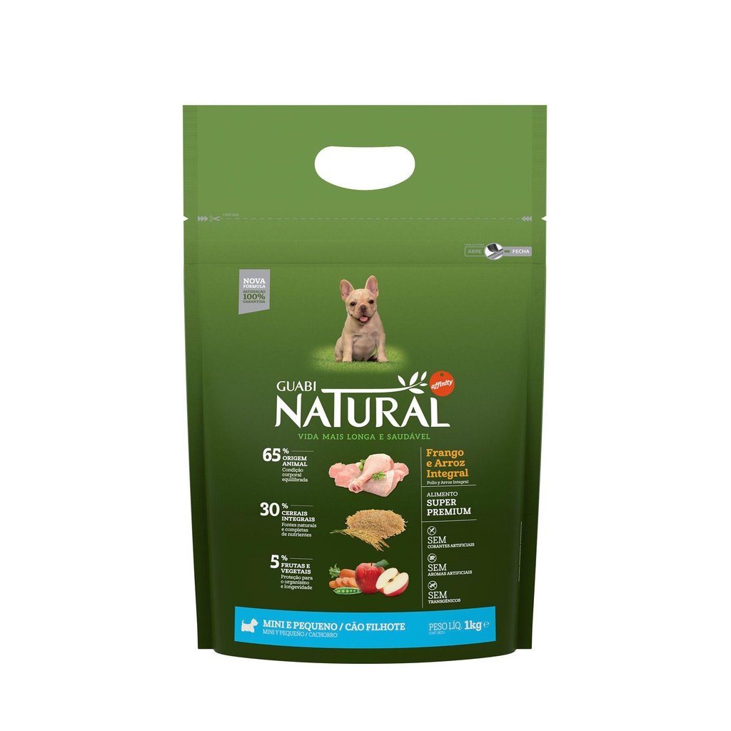 Ração Guabi Natural Cães Filhotes Porte Mini e Pequeno Frango e Arroz Integral 1kg