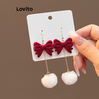 Lovito Brincos com Laço de Natal para Mulheres LFA04010 (Vermelho)