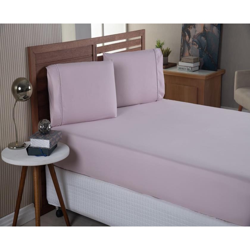 Jogo De Lençol 230 Fios Micro Percal Ponto Palito Cama Queen em Oferta na Shopee