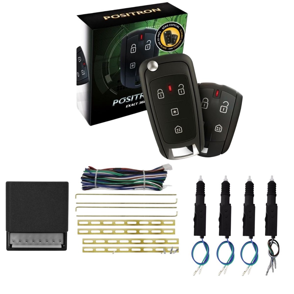 Alarme Positron EX360 Blade Com Chave Canivete + Kit Trava Elétrica Universal 2 ou 4 Portas em Oferta na Shopee