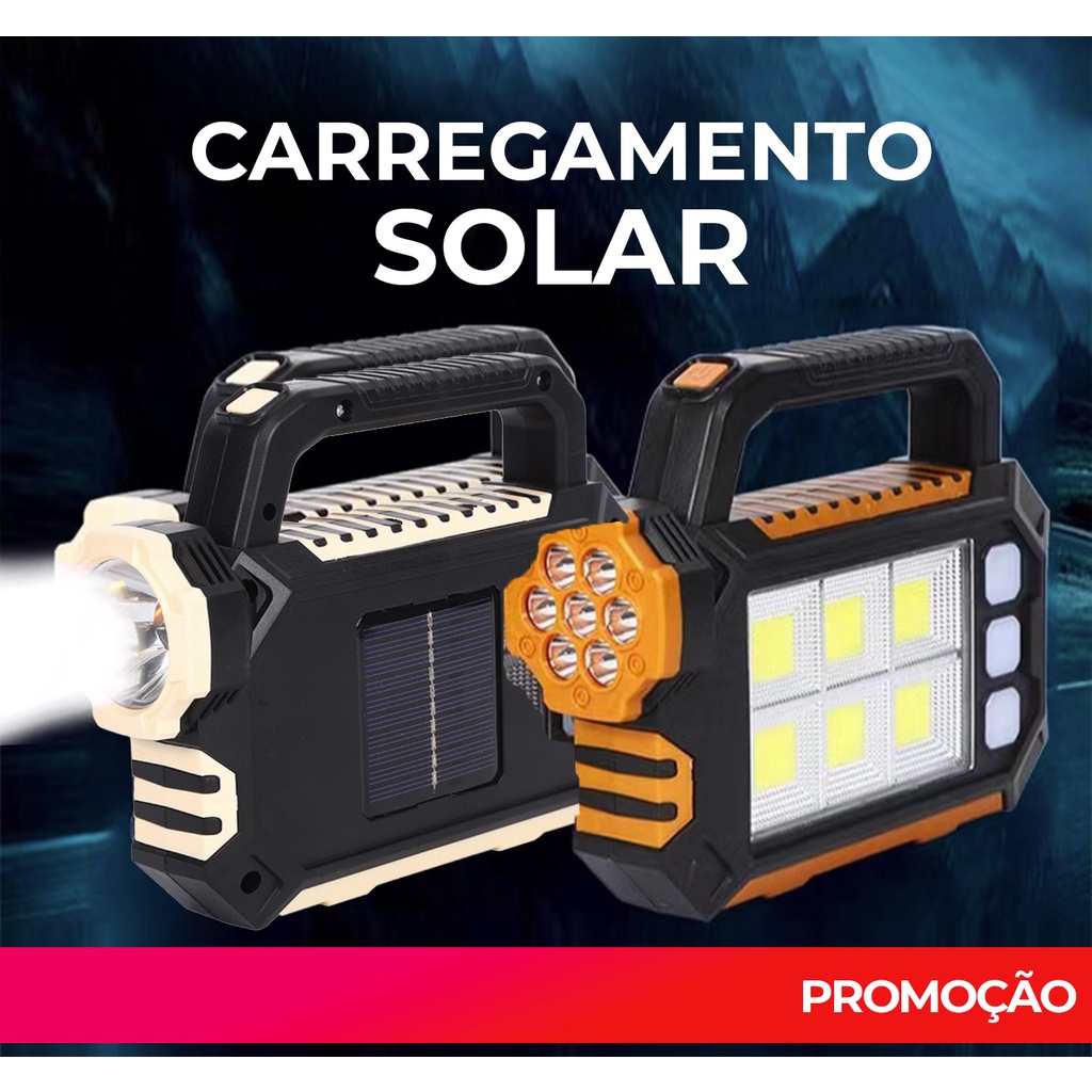Lanterna solar Recarregável led À Prova D'água Lâmpada De Trabalho De Busca Longa Alcance Luz Potência Forte mt049 - 4