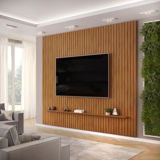 Painel para TV até 75 Polegadas Ripado DJ Móveis Trento 275 Freijó em Oferta na Shopee