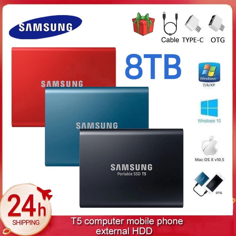 Samsung T5 Portable SSD 1TB 2TB  4TB 8TB 16TB 30TB 60TB 128TB External Solid Sta