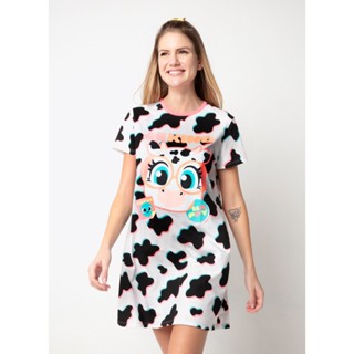 Camisola Manga Curta Algodão Feminino Vaca Colorful - Puket