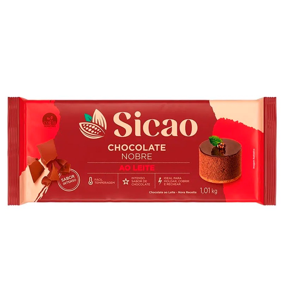 Chocolate Nobre Ao Leite - Barra - 1,01 kg  - 1 unidade - Sicao - Rizzo em Oferta na Shopee