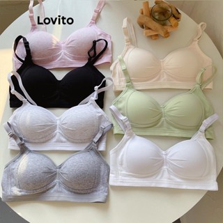 Lovito Bralette Básico Liso Casual Para Mulheres LNE39341 (Branco/Rosa/Verde/Preto)