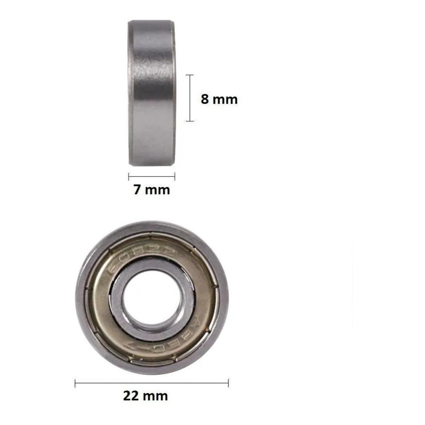 Kit Conjunto 2 Rolamentos 608 ZZ C3 8x22x7mm NSK Original Alta Rotação Skate Patins Ventilador Motor — imagem 2 de 2