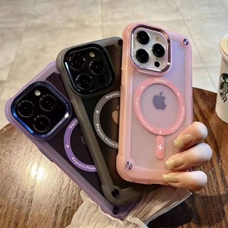 Pára-Choques Híbrido Matte Clear Para Carregamento Magnético Sem Fio iPhone 15 14 13 12 11 Pro Max Plus Luxo Capa Magsafe À Prova De Choque