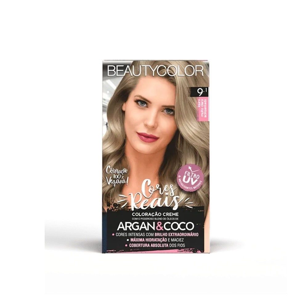 Tintura Beauty Color Kit 9.1 Louro Muito Claro Acinzentado em Oferta na Shopee