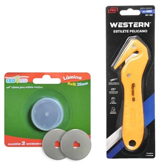 Kit Estilete Pelicano Bico De Pato 28mm + 2 Lâminas Rotativa 28mm Uso Profissional em Oferta na Shopee