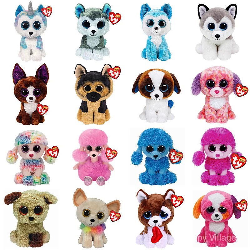 15CM Ty Beanie Glitter Big Eyes Dog Helena Slush Yips Kawaii Bonito Slick Macio Animal Boneca Crianças Brinquedos Presente de Natal para Crianças