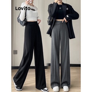 Lovito Calças Casuais Com Fivela Lisa Para Mulheres LNE40442