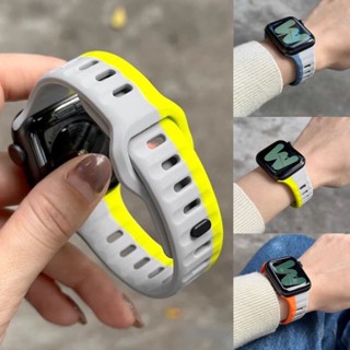 Desenho De Bloqueio De Duas Cores Com Fita De silicone Macia Compatível Para Relógio Apple/Ultra 2/49mm/44mm 45mm/42mm/41mm Sport Band Iwatch Series 5/6/7/8/9