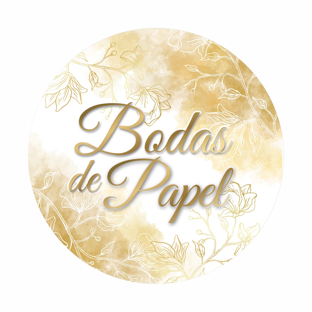 Painel Sublimado Redondo Casamento Bodas de Papel Dourado Flores c/ Elástico 1,5x1,5m