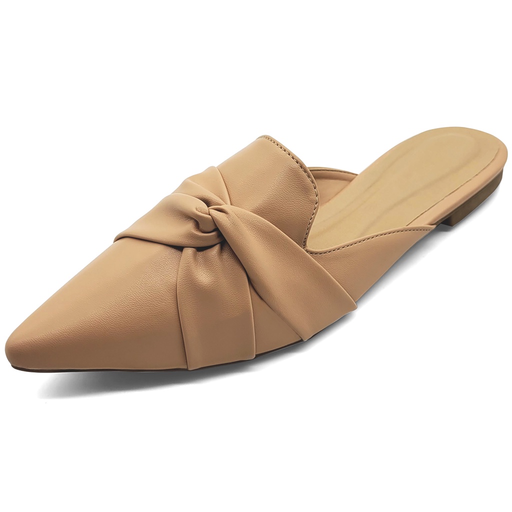 Mule Feminino Sapatilha Muller Rasteirinha Bico Fino Sandália Nude Confortável Moda Casual