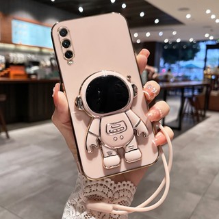 Capa Para Samsung Galaxy A50 A50S A30S A70s A20 A30 A20S A21S A10 A10S Astronauta De Eletroplaca De Silicone À Prova De Choque Com Cordão