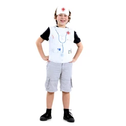 Fantasia Profissões Médico Infantil Kit Peitoral E Touca