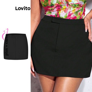 Lovito Saia Assimétrica Lisa Elegante Plus Size Curva Para Mulheres LBL07117