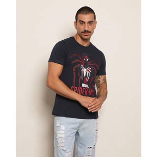 Camiseta Masculina Marvel Homem Aranha Manga Curta Marinho