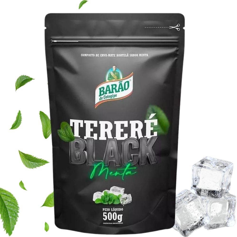 Erva Mate Terere Black Menta Premium Sem açúcar Barão 500g