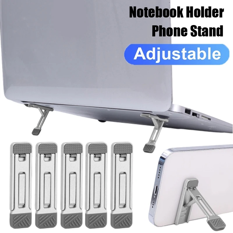 Suporte Portátil Para Celular/Dobrável De Metal Ultrafino/Adesivo Traseiro Universal Laptop Telefone Ajustável Invisível