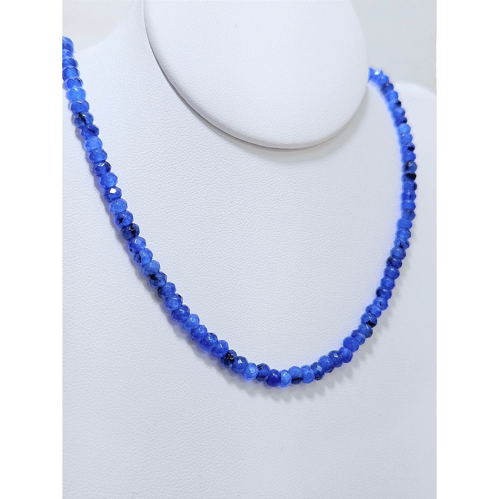 Choker / Colar Jade Azul Bic | Pedra Natural | Facetada | Banhado Ouro 18k | Folheado