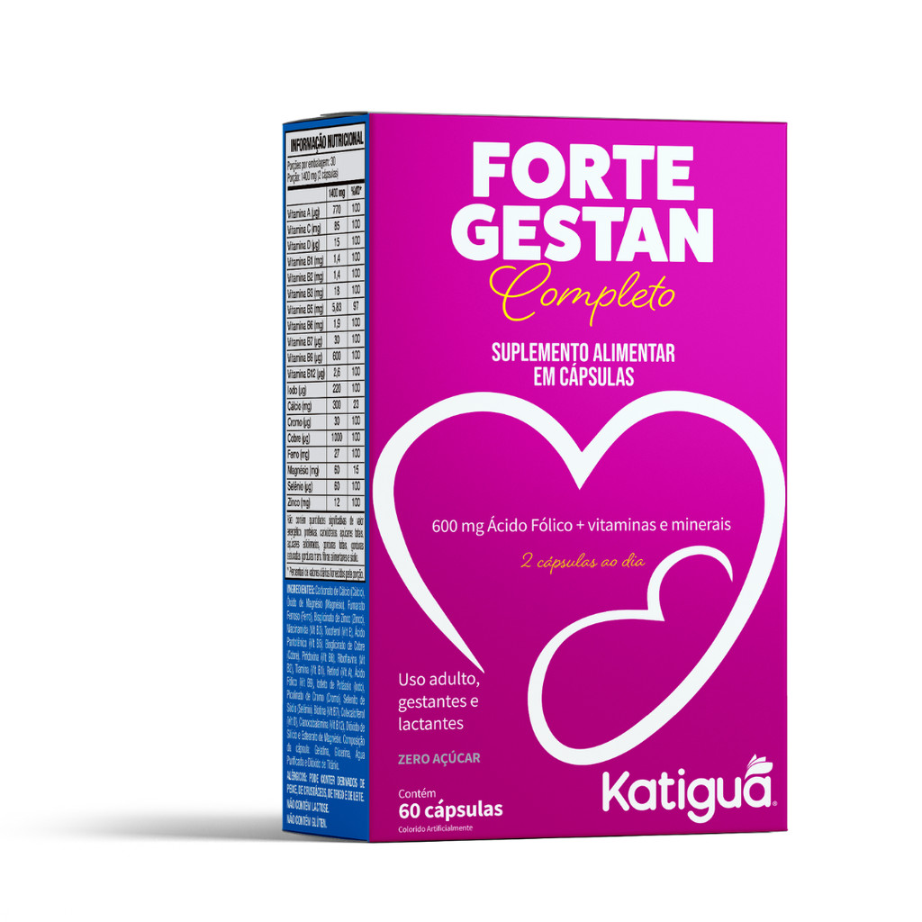 Fortegestan Completo Ácido Fólico 60Caps Saúde Materna 600mg Katiguá em Oferta na Shopee