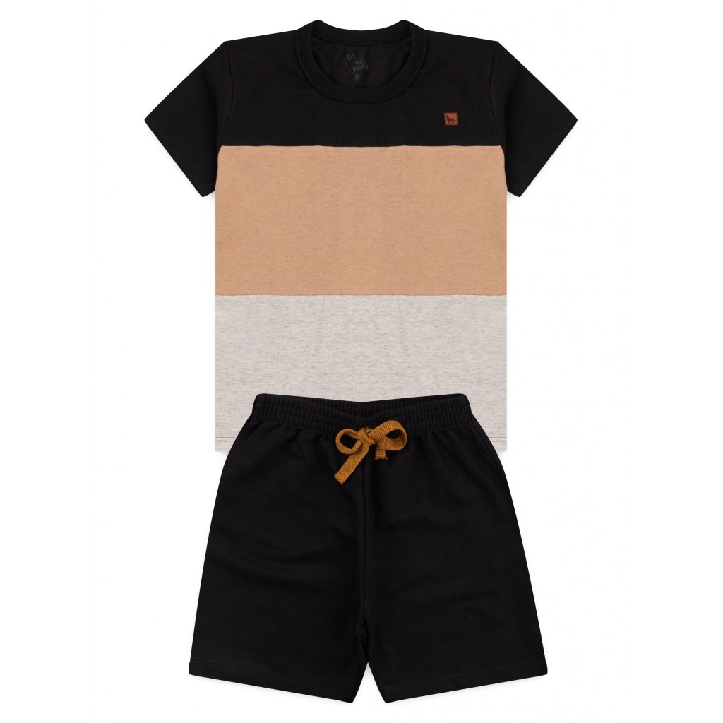 Conjunto Infantil Menino Camiseta Bermuda Recortes