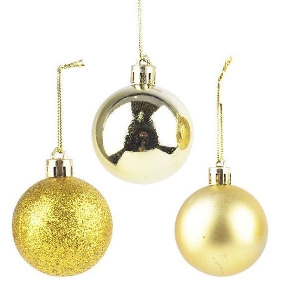 Kit 6 Bolinhas Dourada  mista 4cm Natal Enfeite Luxo Decorar Pendurar Árvore Bolas Decoração