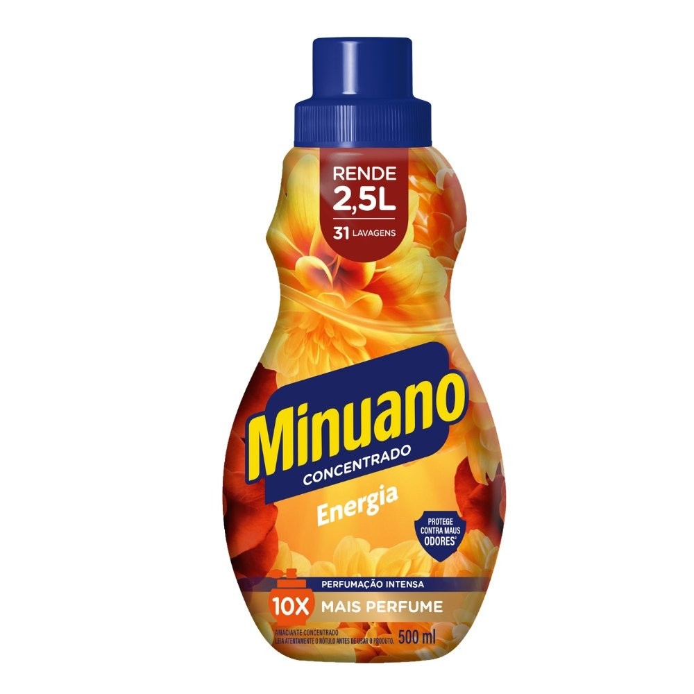 Amaciante Minuano Concentrado Energia Laranja 500ml - Embalagem com 12 Unidades em Oferta na Shopee