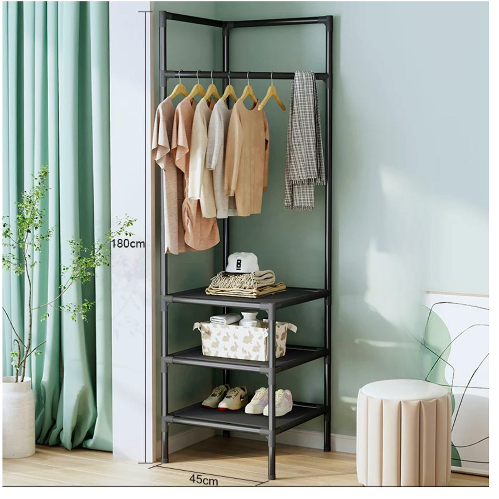 Estante Organizador Cabideiro de Roupas de Canto Vertical Sapateira Multiuso