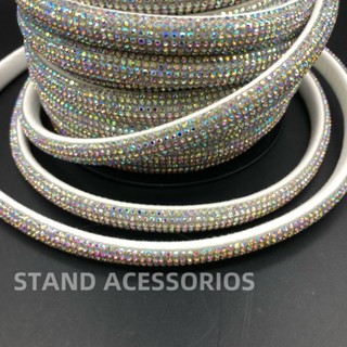 Strass Meia Cana Tira de 10mm Com 6 fileiras De Strass 5/10 Metros em Oferta na Shopee