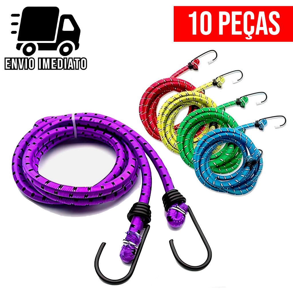 Elástico para Moto Corda para Bagageiro 1,50mts Gancho de Metal Resistente Multiuso
