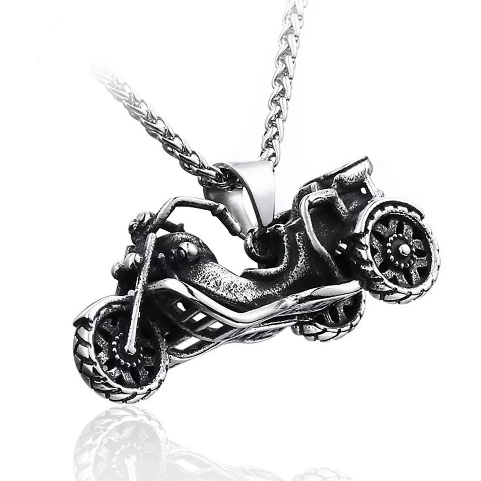 Pingente Aço Inox com corrente Triciclo Moto Grupo Moto Clube Trike Mc