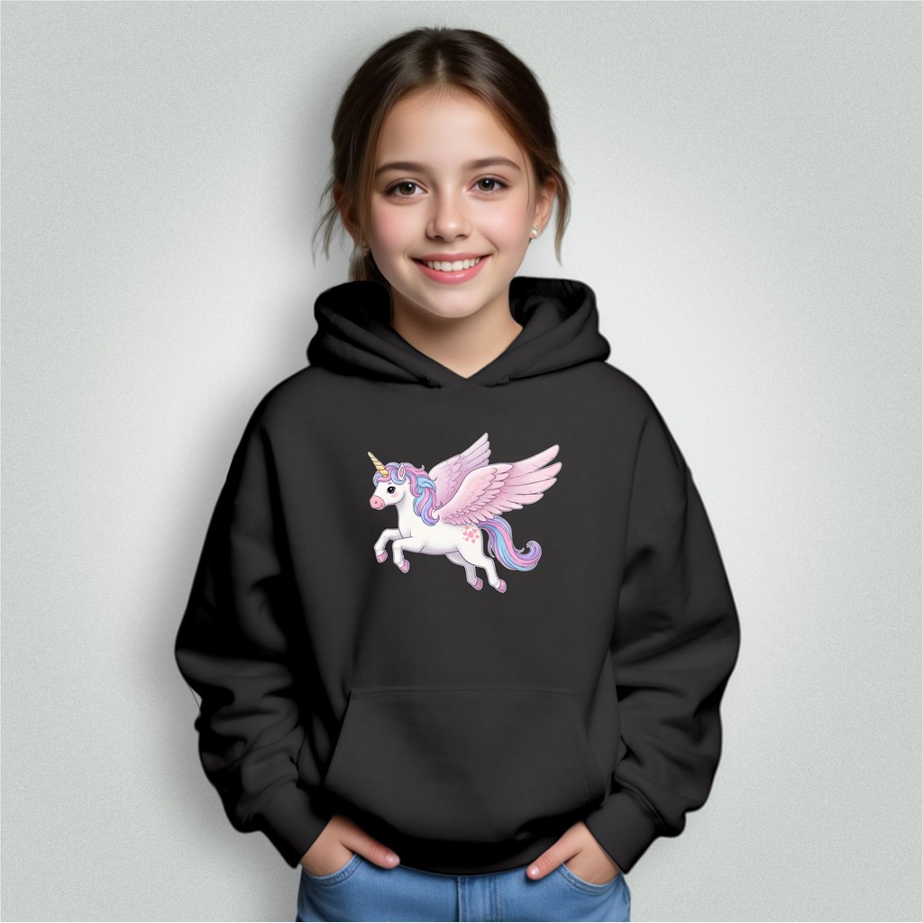 Blusa de Moletom Infantil Estampa Unicórnio Com Capuz e Bolso Agasalho Unissex Escola e Passeio