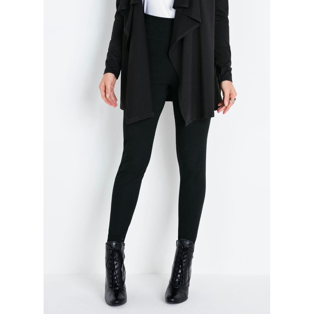 Calça Legging Com Cós Largo Preto Quintess