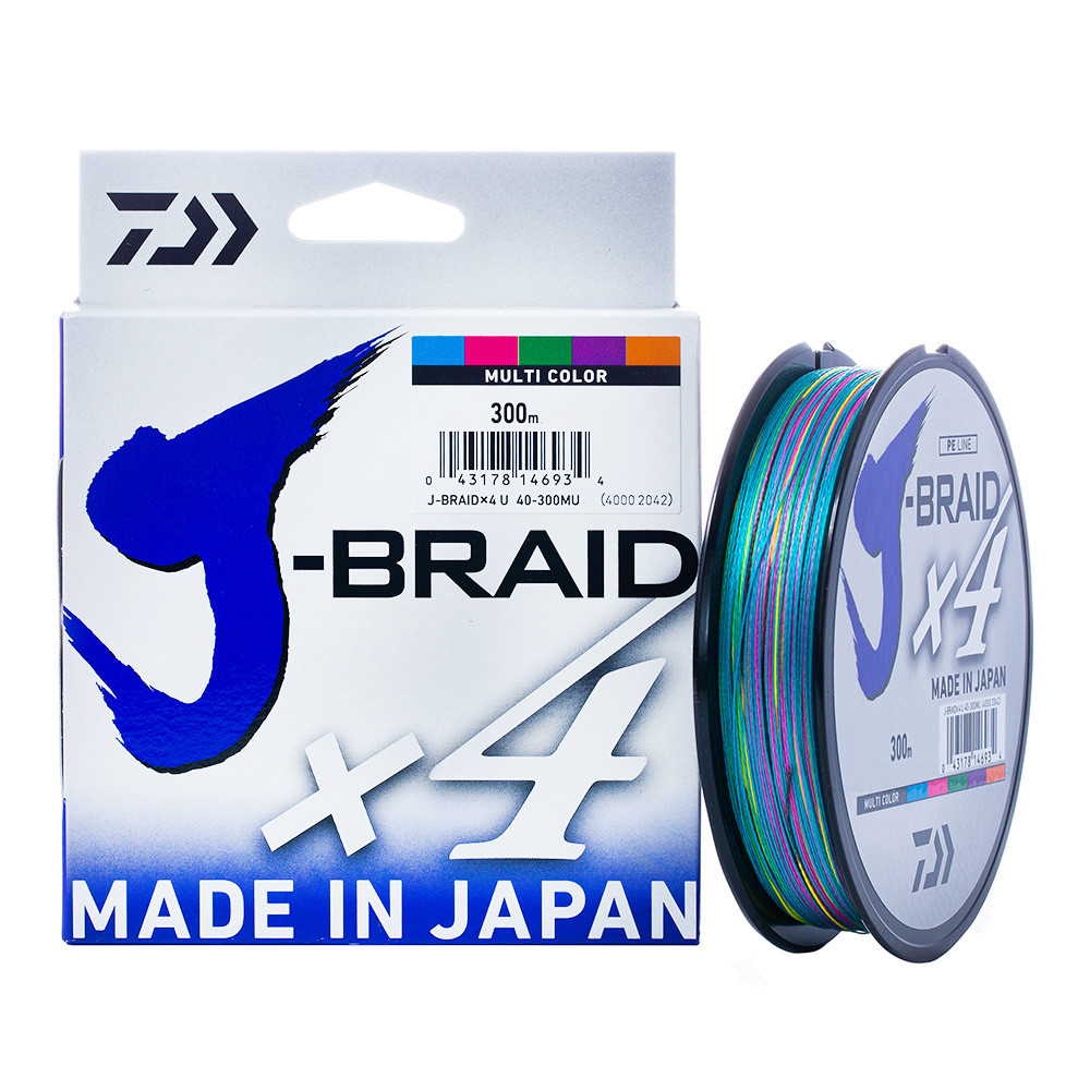 Linha Multifilamento Daiwa X4 J-Braid 4 fios 300m Colorida - Original Japão
