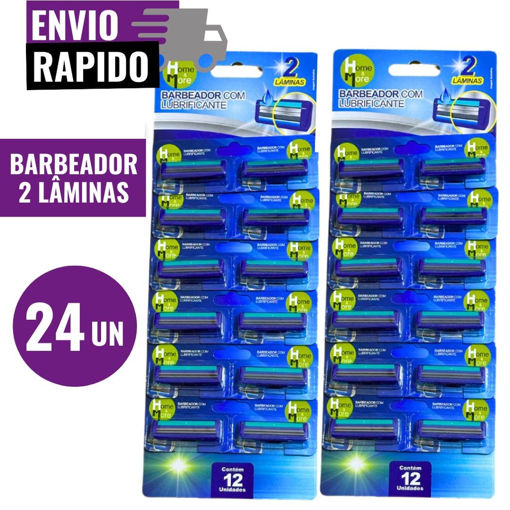 Kit 24 Barbeador Aparelho De Barbear Descartável 2 Lâminas Com Fita Lubrificante