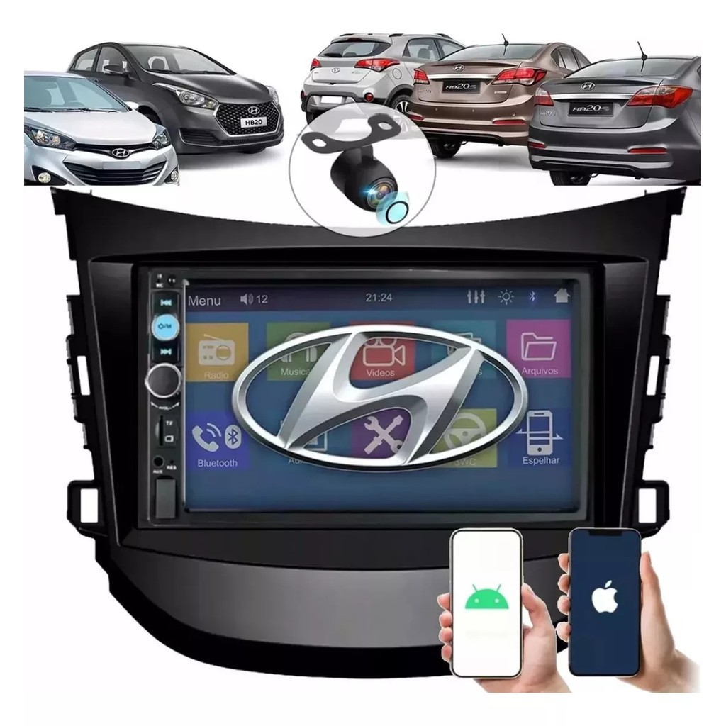 Central Multimidia Hb20 2012 2013 2014 2015 2016 2017 2018 2019  Camera De Ré Bluetooth Espelha