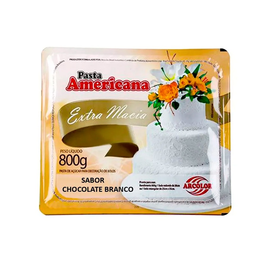Pasta Americana Sabor Chocolate Branco - 800g - 1 unidade - Arcolor - Rizzo em Oferta na Shopee