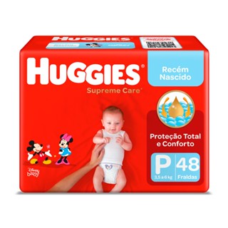 Fralda Huggies Supreme Care Tamanho P Mega 48 Unidades Descartáveis
