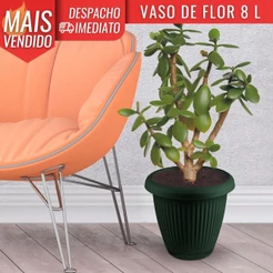 Vaso de Flor Plástico Grande s/Prato 8 Litros Moderno Decorativo