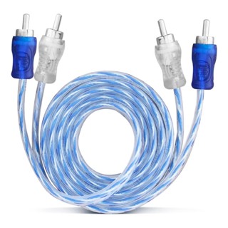 Cabo RCA 1 Metro Dupla Blindagem Injetado Azul 4mm Blindado Tech One